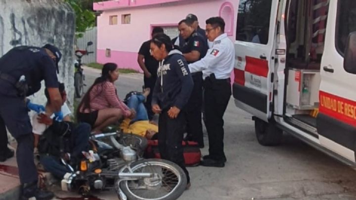 Choque entre motociclistas deja a dos lesionados en Temax
