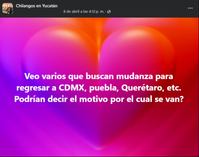 La publicación fue realizada en un grupo de Facebook La publicación fue realizada en un grupo de Facebook